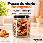 Frasco de vidrio hexagonal · presentación Vendalia · SKU 54305