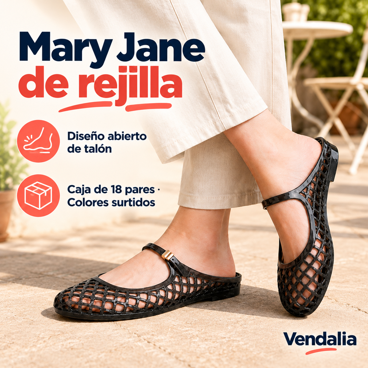 Mary Jane de rejilla · presentación Vendalia · SKU 54366