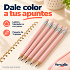 Lápices triangulares rosa durazno, paquete de 10 piezas; muestra parcial — Vendalia