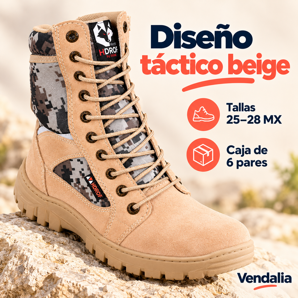 Diseño táctico beige · presentación Vendalia · SKU 54402