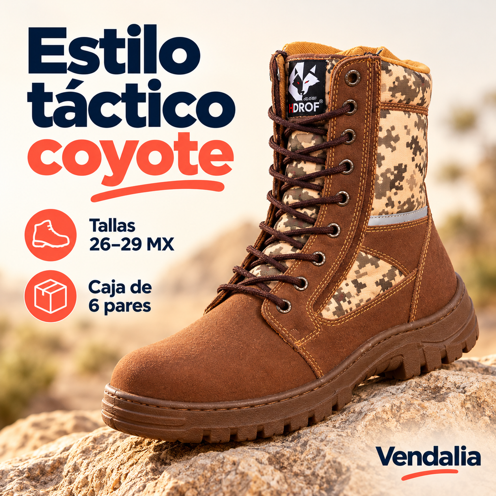 Estilo táctico coyote · presentación Vendalia · SKU 54405
