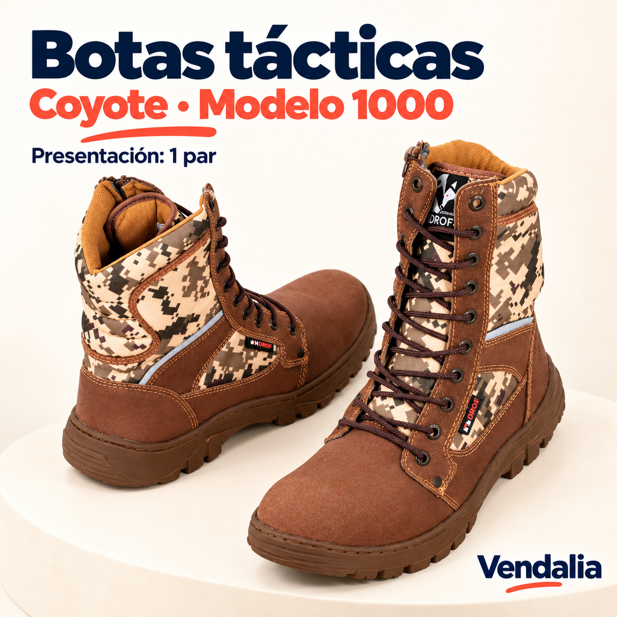 Botas tácticas · presentación Vendalia · SKU 54444