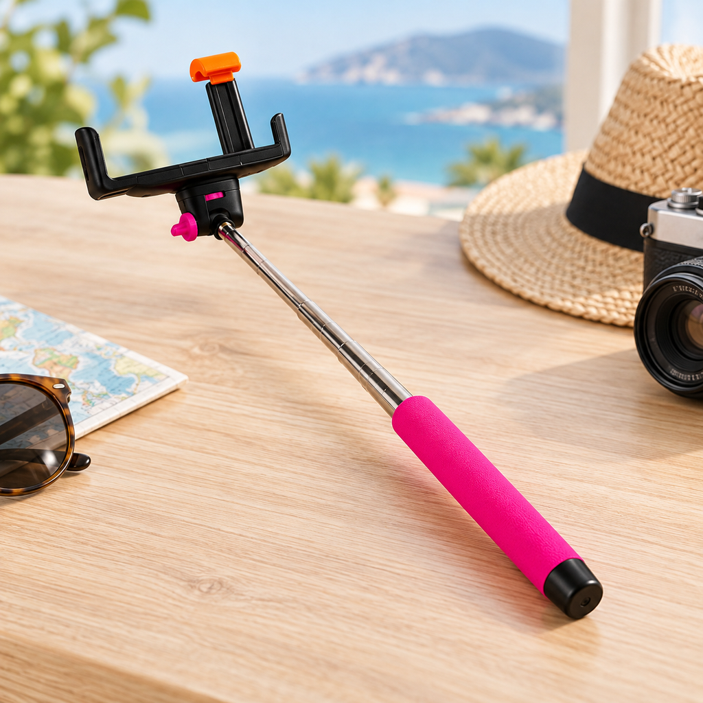 Bastón selfie fucsia en ambiente Vendalia