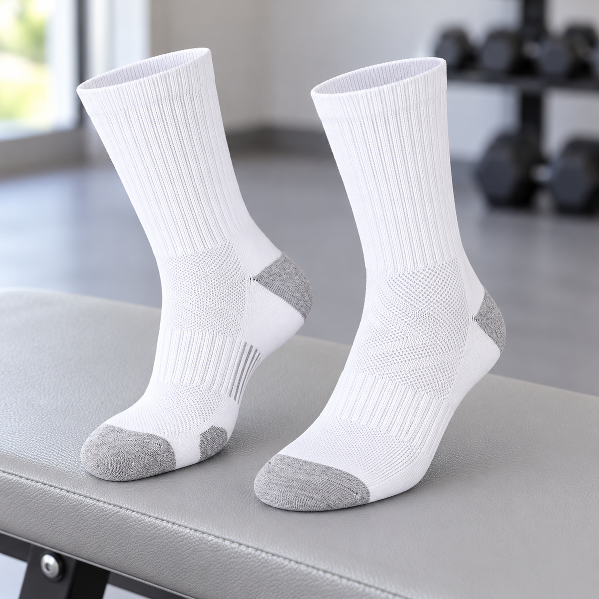 Calcetín deportivo con refuerzo blanca SHIRLEY · Caja de 10 pares. Vista de muestra; presentación según ficha.