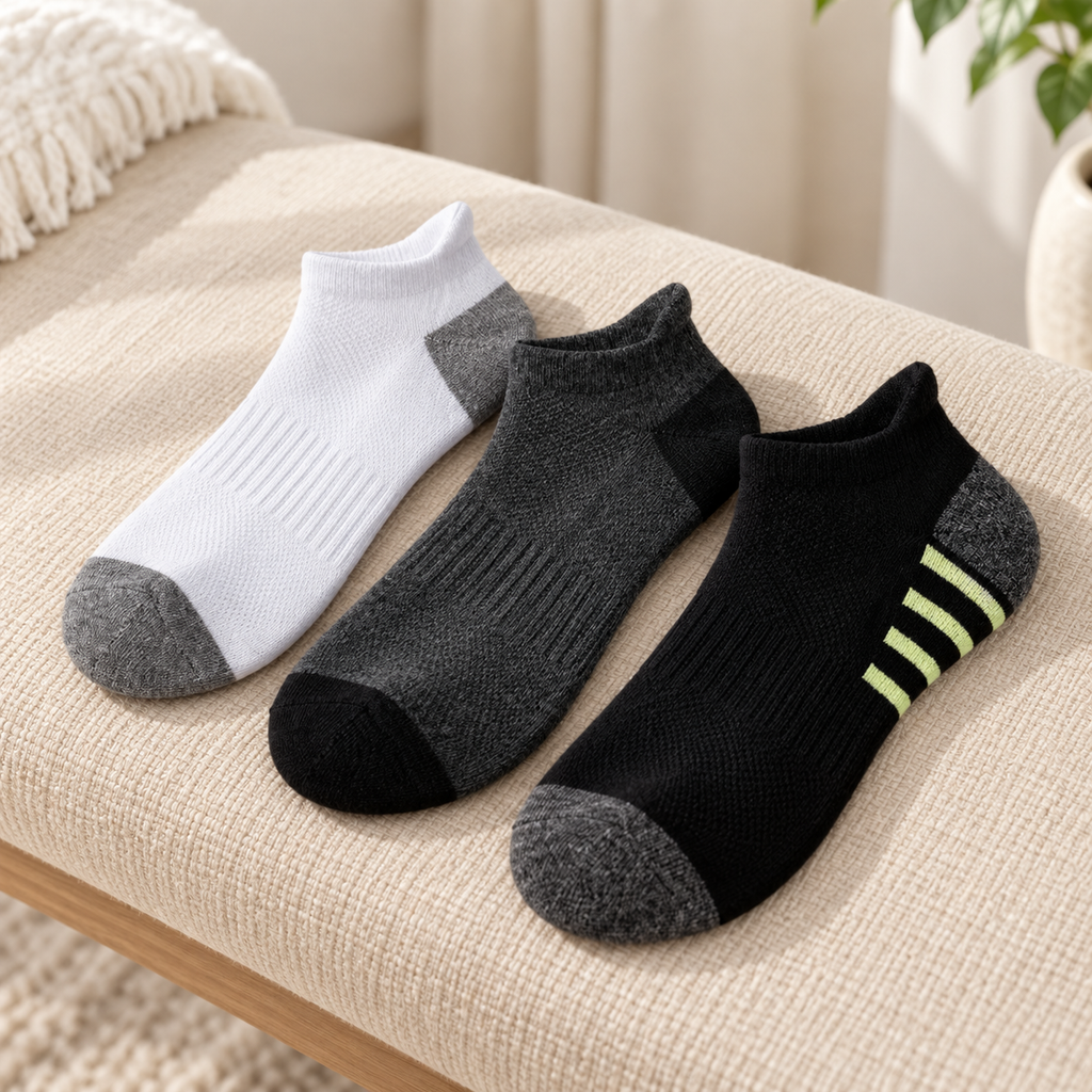 Calcetas bajas deportivas unisex SHIRLEY · Caja de 10 pares; foto de muestra del diseño en ambiente Vendalia