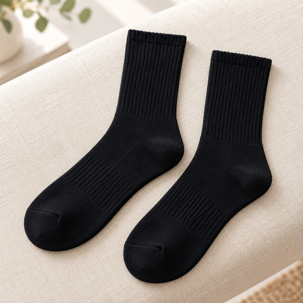 Calcetas negras Unisex con ajuste elástico SHIRLEY · Caja de 10 pares. Vista de muestra del modelo; el precio corresponde a la presentación indicada.