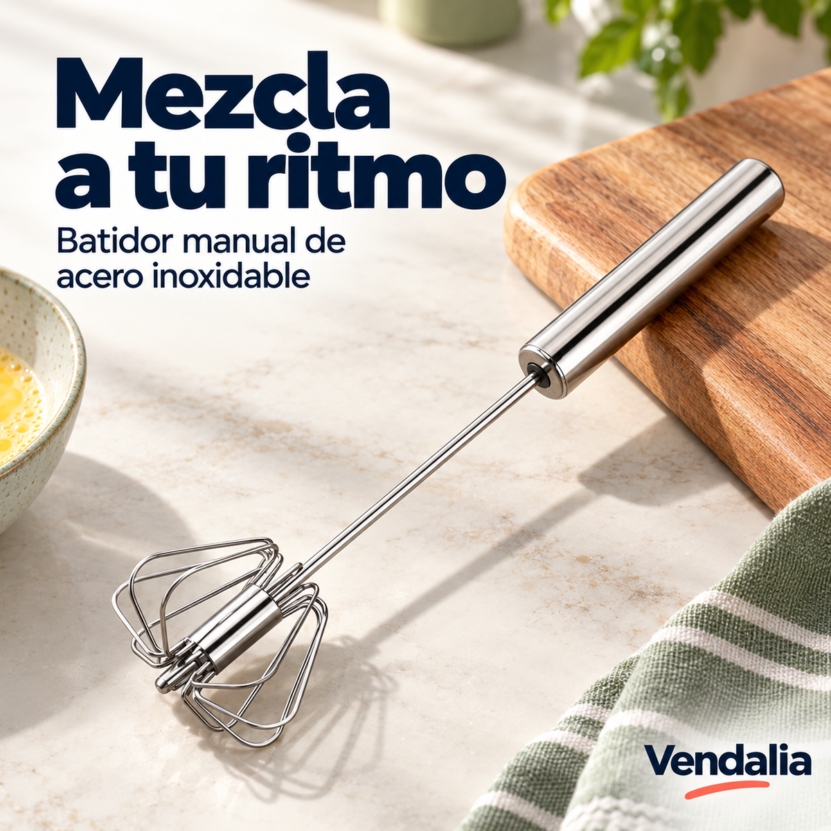 Batidor manual de acero inoxidable — portada Vendalia