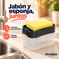 Dispensador de jabón con esponja · acabado negro y translúcido · Vendalia