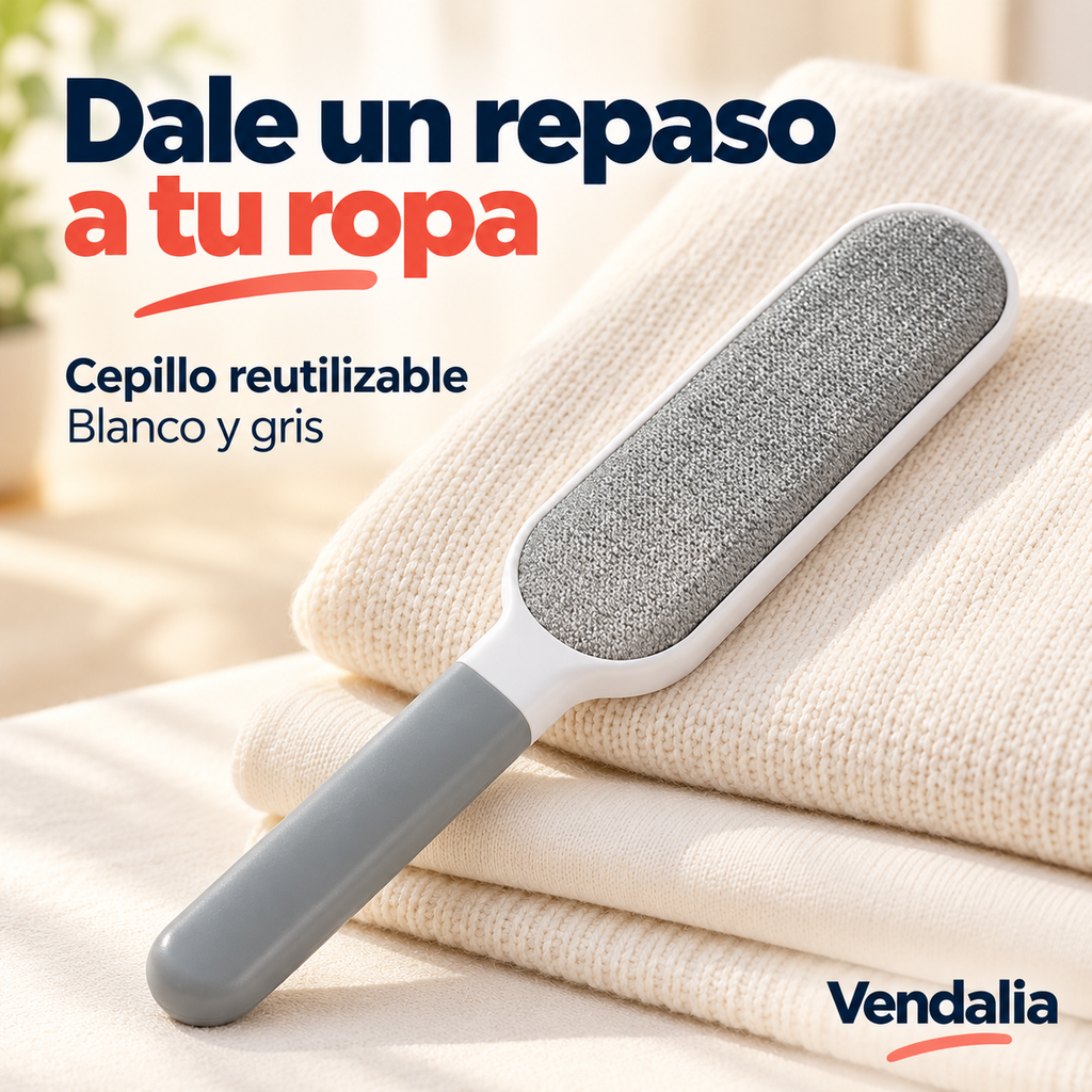Cepillo removedor de pelusa blanco y gris · Vendalia