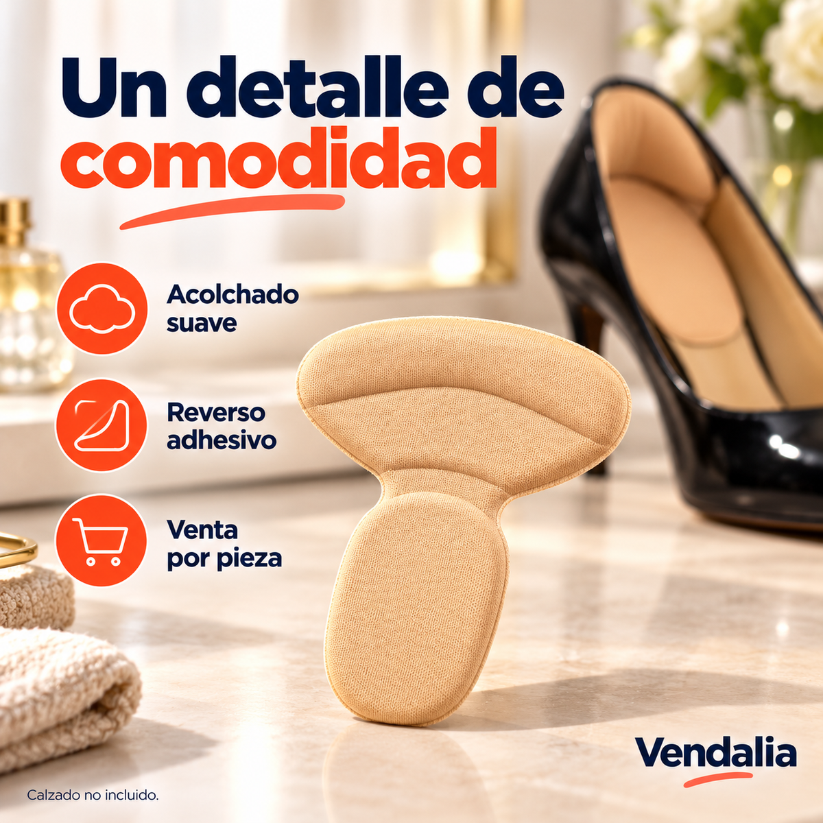 Almohadilla beige adhesiva para talón · Vendalia