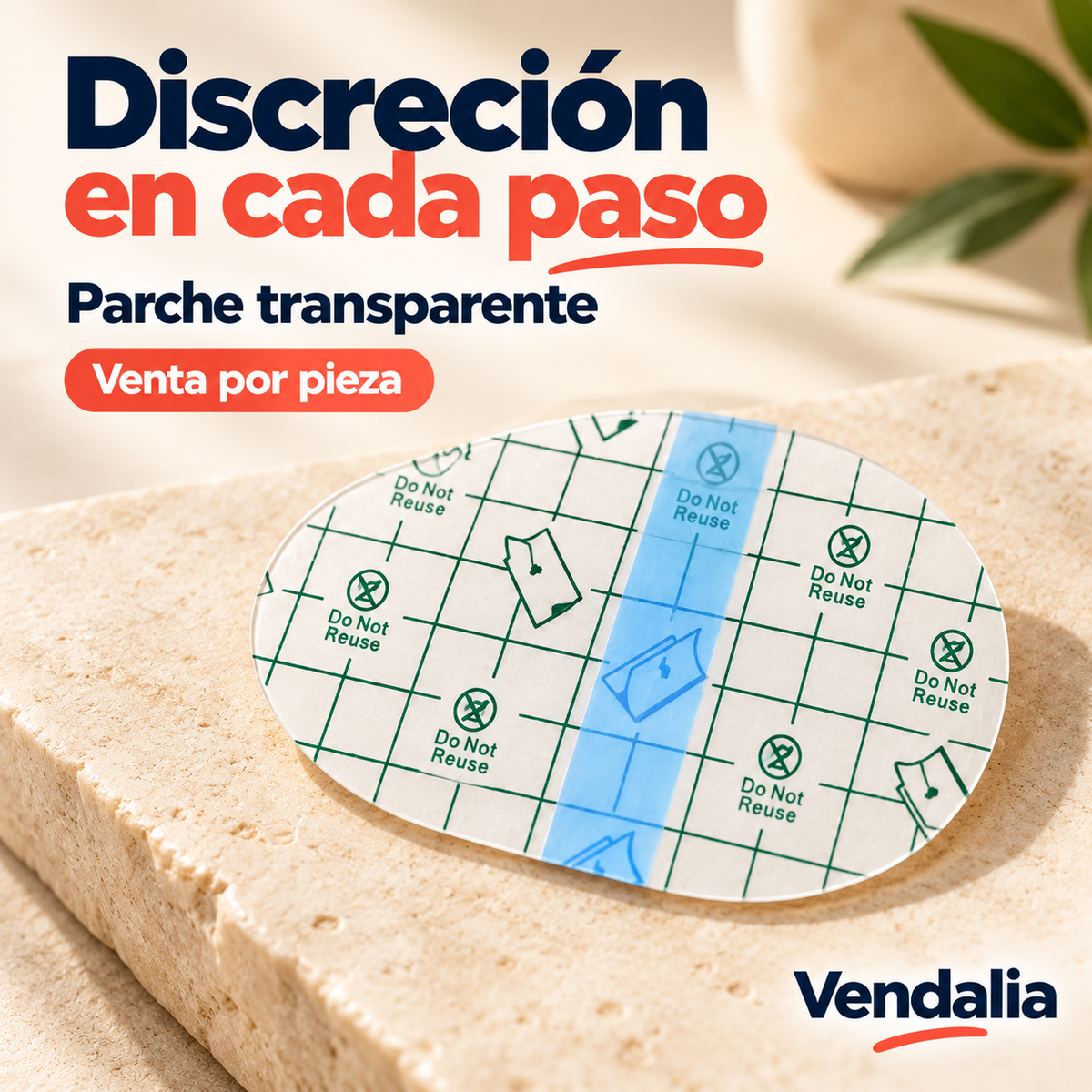 Parche transparente ovalado — portada Vendalia