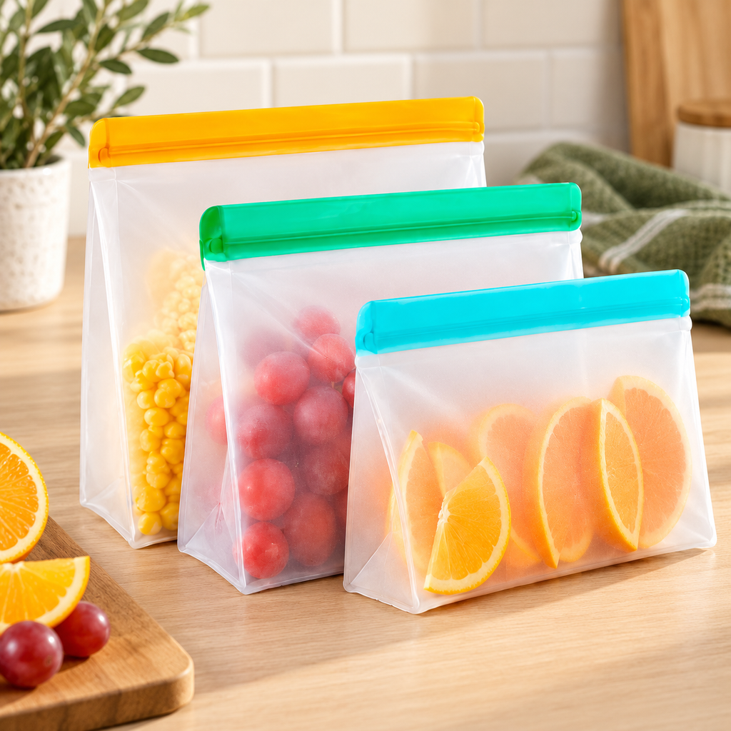 Set de 3 Bolsas Reutilizables Ziploc Ecológicas en ambiente de hogar — Vendalia