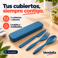 Juego de cubiertos azul petróleo — presentación Vendalia