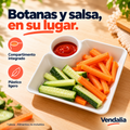 Plato blanco con compartimento para salsas — presentación Vendalia