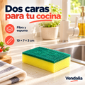 Esponja de cocina verde y amarilla de doble cara · Vendalia