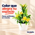 Macetita de flores artificiales amarillas y maceta blanca — Vendalia
