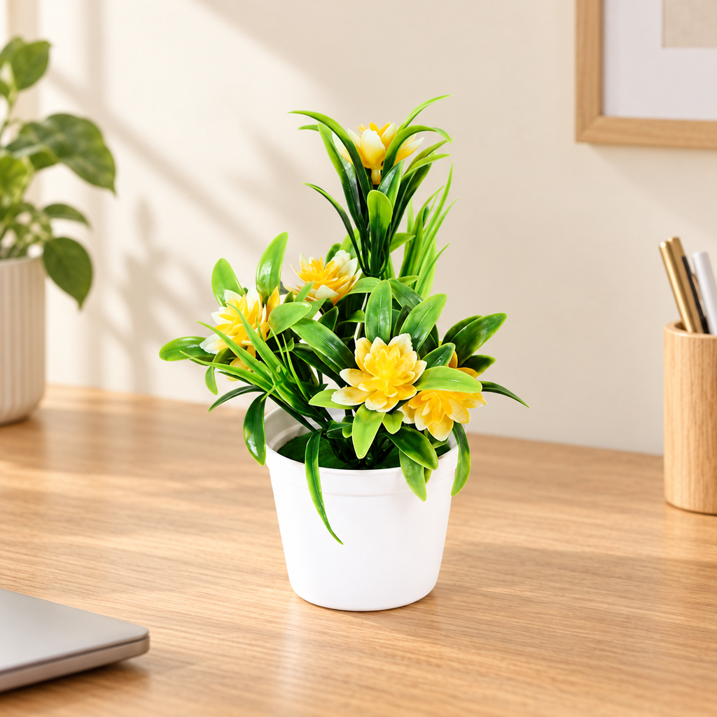 Macetita con Flor Artificial; accesorios de ambientación no incluidos