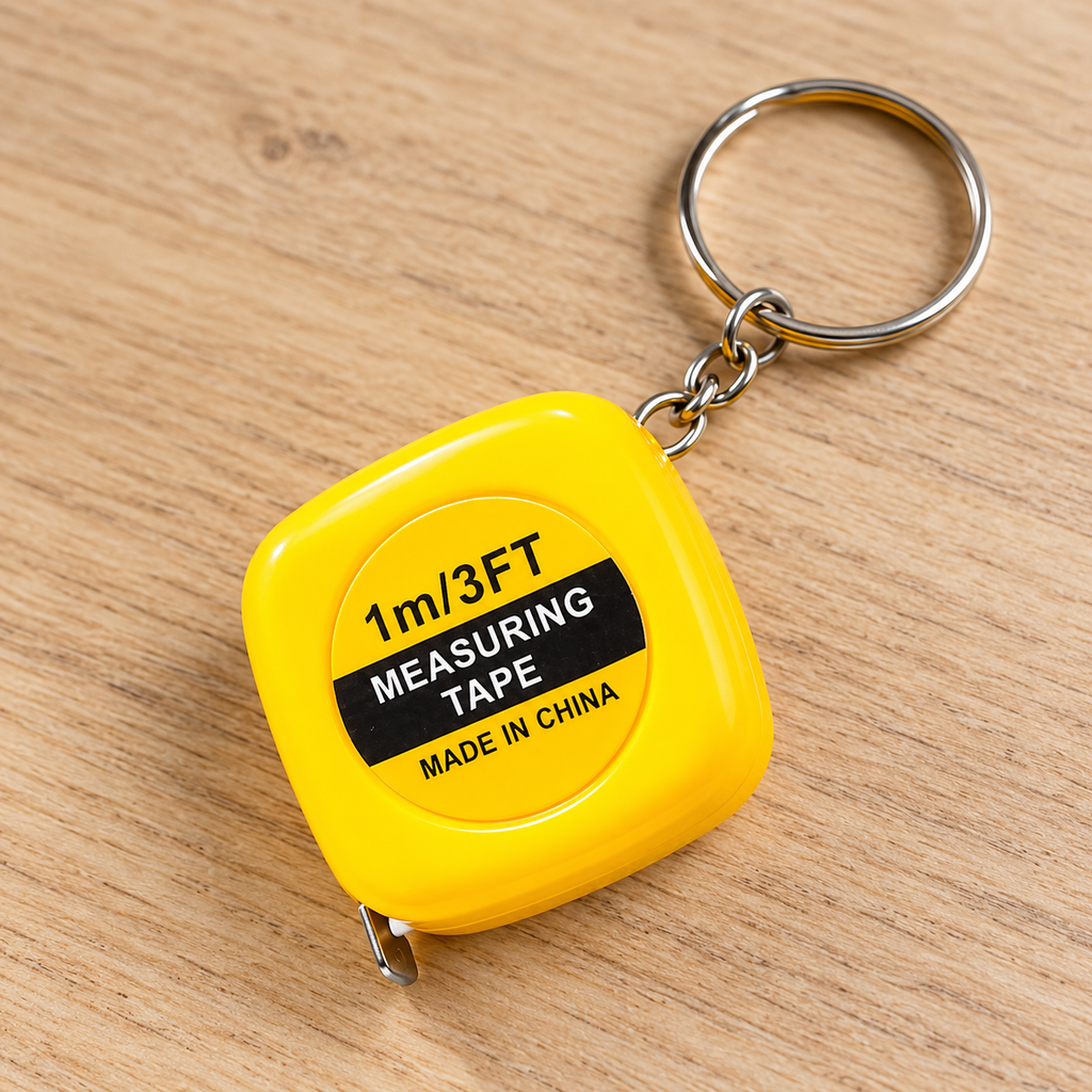 Mini cinta métrica llavero en ambiente de hogar — Vendalia