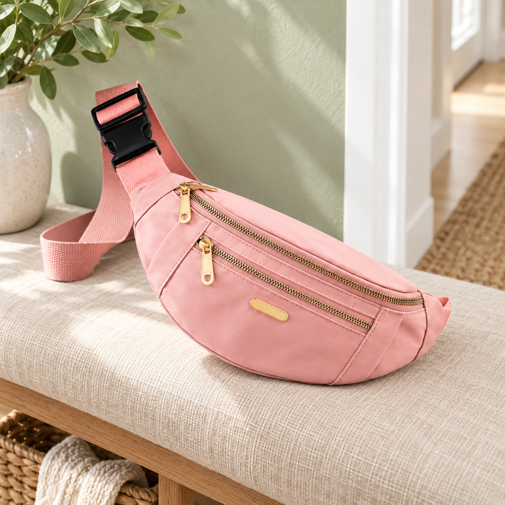 Riñonera Casual de Mujer Rosa en ambiente de hogar — Vendalia