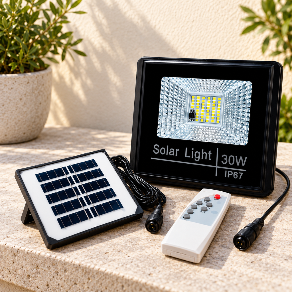 Reflector Solar de Alta Potencia con Panel Independiente en ambiente de hogar — Vendalia