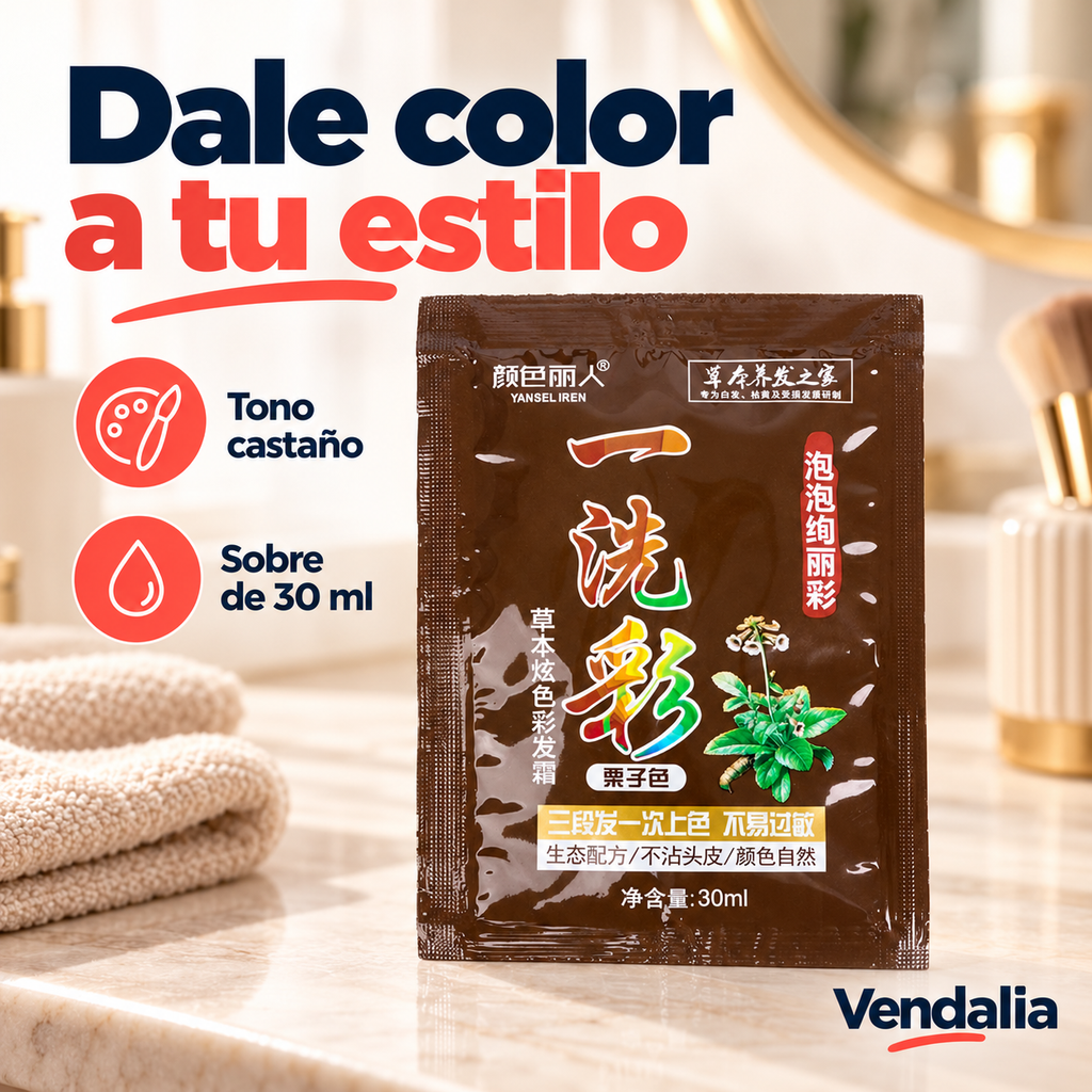 Tinte castaño, sobre de 30 ml — portada — Vendalia — SKU 47762