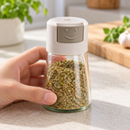 Frasco dosificador de especias — Vista de uso; alimentos y accesorios de ambientación no incluidos