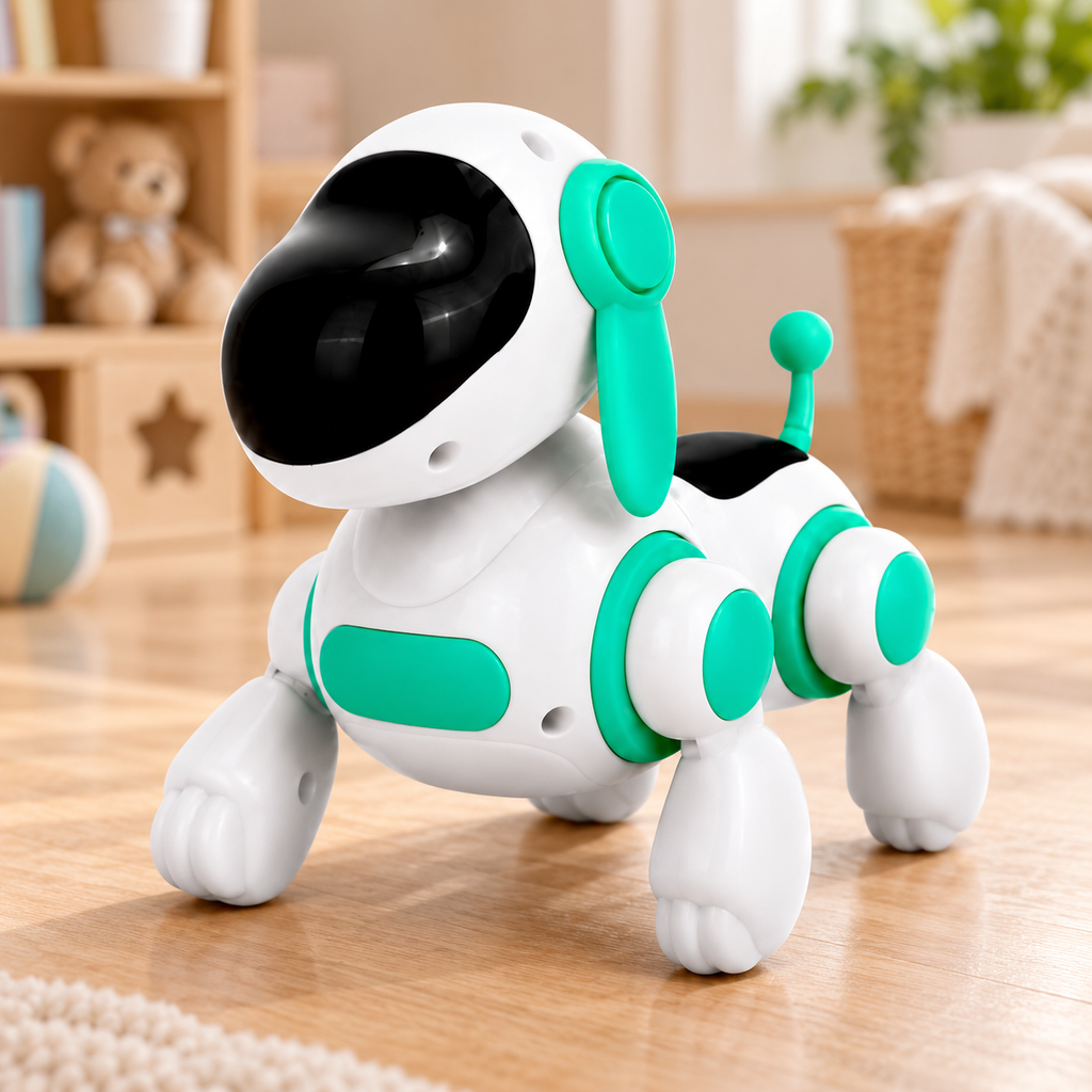 Robot Perro Mecánico Eléctrico Interactivo en ambiente de hogar — Vendalia