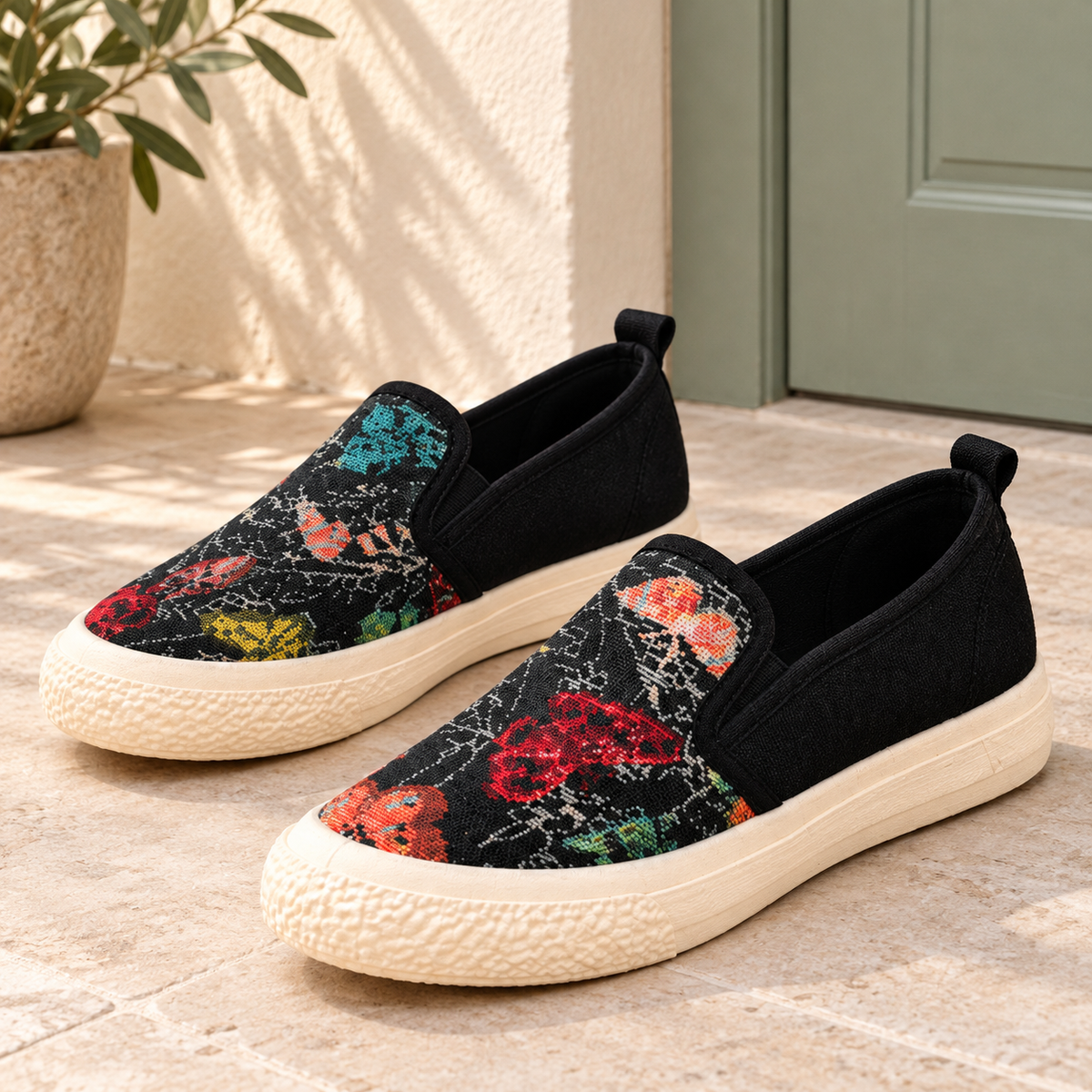 Tenis Inyección Slip-On estampados para Dama Talla Mx 23.5 (Europea 38) VOLTIX · fotografía ambientada de Vendalia · SKU 48278