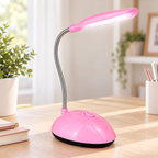 Lámpara LED con cuello flexible rosa en ambiente de hogar — Vendalia