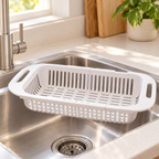 Cesta Escurridor Retráctil Multifuncional verduras y frutas en ambiente de hogar — Vendalia