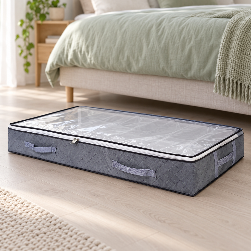 Organizador de Ropa con Cierre y Ventana 100 x 50 cm en ambiente de hogar — Vendalia