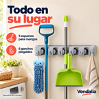 Organizador de escobas con 5 ranuras y 6 ganchos; utensilios de ambientación no incluidos — Vendalia