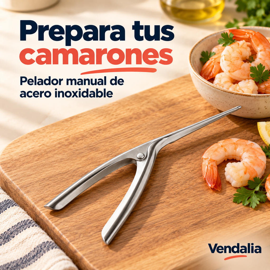 Pelador de camarones de acero inoxidable. Vendalia.