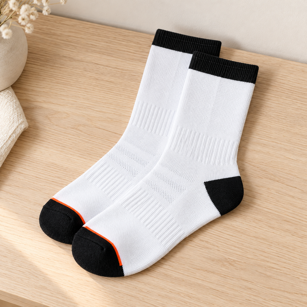 Calcetas Largas Deportivas Unisex · Caja de 5 pares; foto de muestra del diseño en ambiente Vendalia