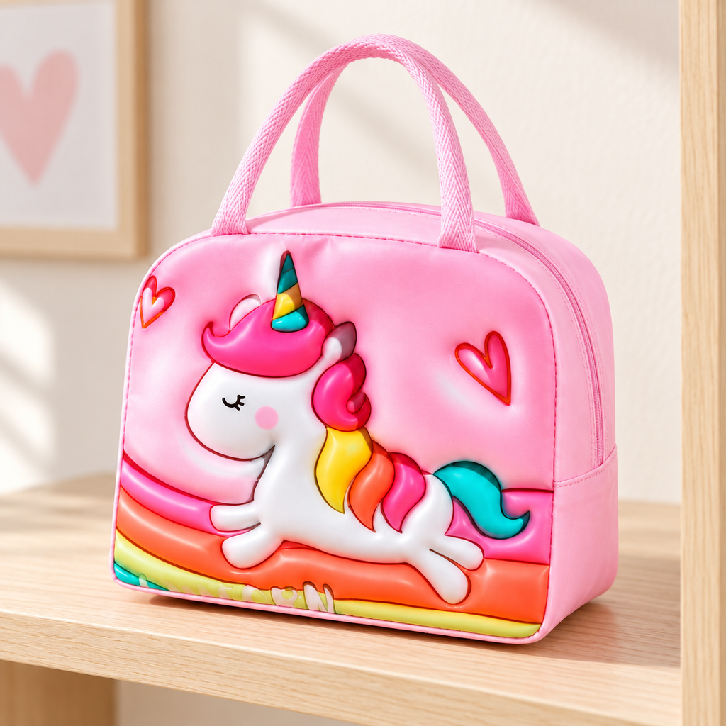 Lonchera Infantil con Diseño de Unicornio en ambiente de hogar — Vendalia