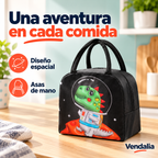 Lonchera negra con dinosaurio astronauta — portada — Vendalia — SKU 50453