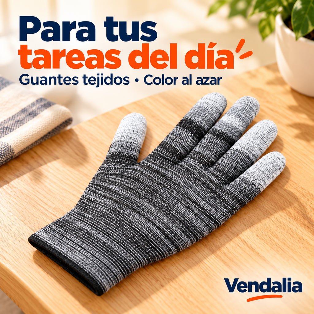 Guantes tejidos, ejemplo en gris — presentación Vendalia. Color enviado al azar.