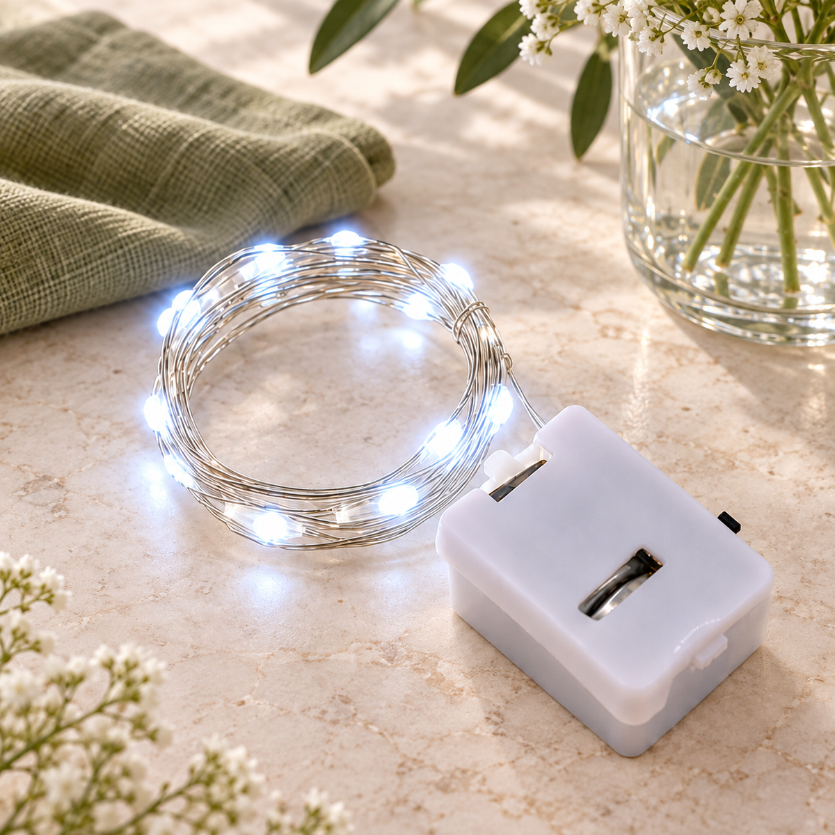 Serie de Luces con 30 LED Blanca en ambiente de hogar — Vendalia