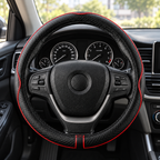 Cubrevolante negro con detalles rojos, ejemplo de instalación — Vendalia