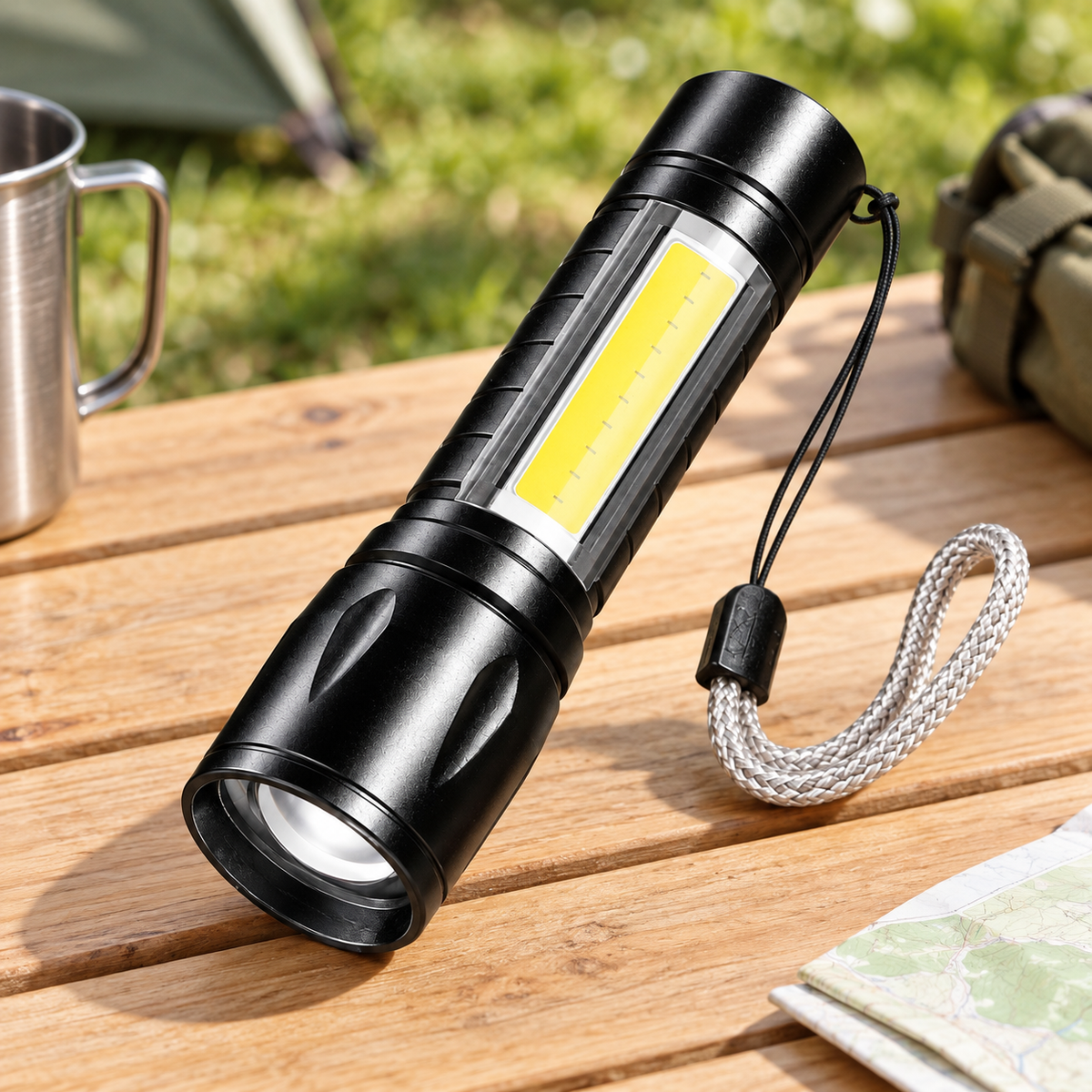 Linterna Led De 1000 Lúmenes, Superbrillante, Con Zoom Y Rec en ambiente de hogar — Vendalia