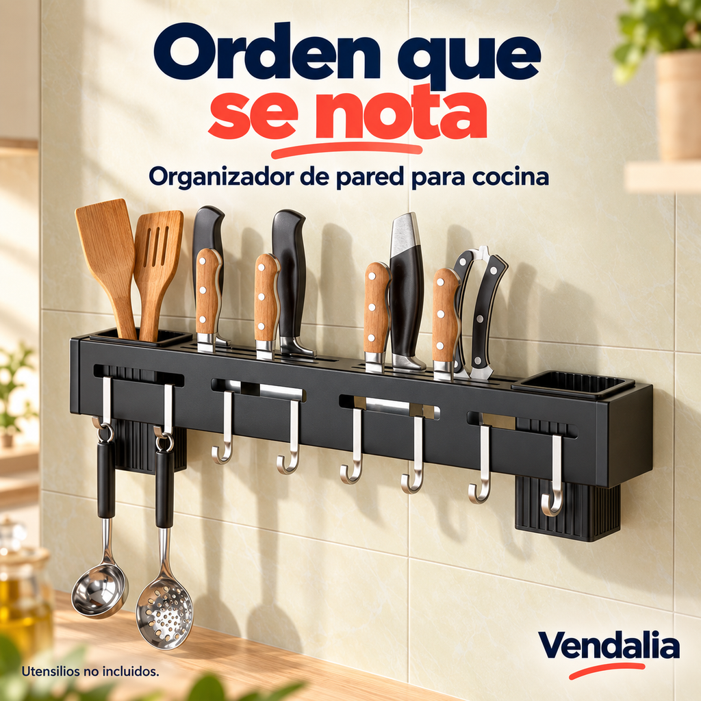 Organizador de pared para utensilios y cuchillos. Vendalia.