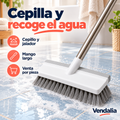 Cepillo con mango largo, cabezal blanco y gris — Presentación Vendalia