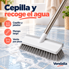 Cepillo con mango largo, cabezal blanco y gris — Presentación Vendalia