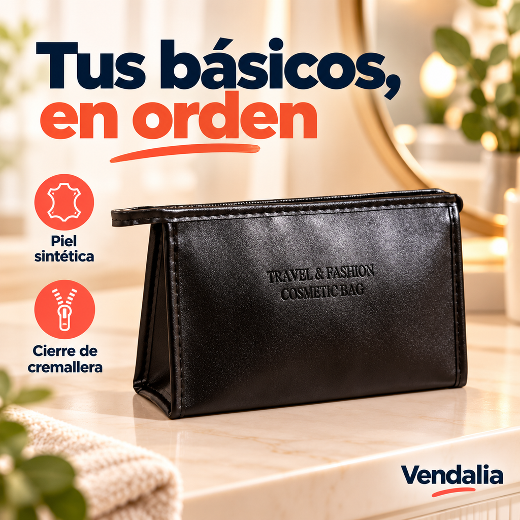 Neceser negro de piel sintética — portada — Vendalia — SKU 51046