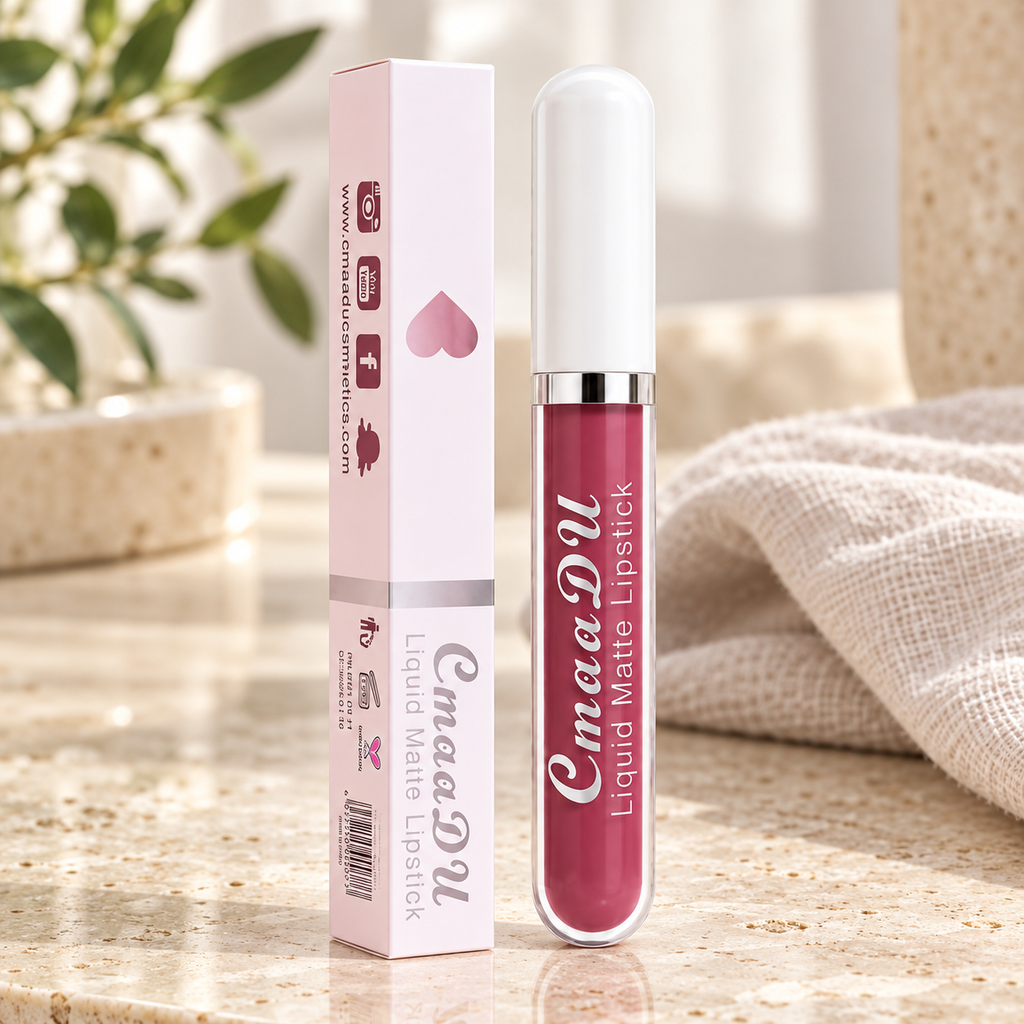 Labial Líquido Mate Larga Duración tono Malva rosado en ambiente de hogar — Vendalia