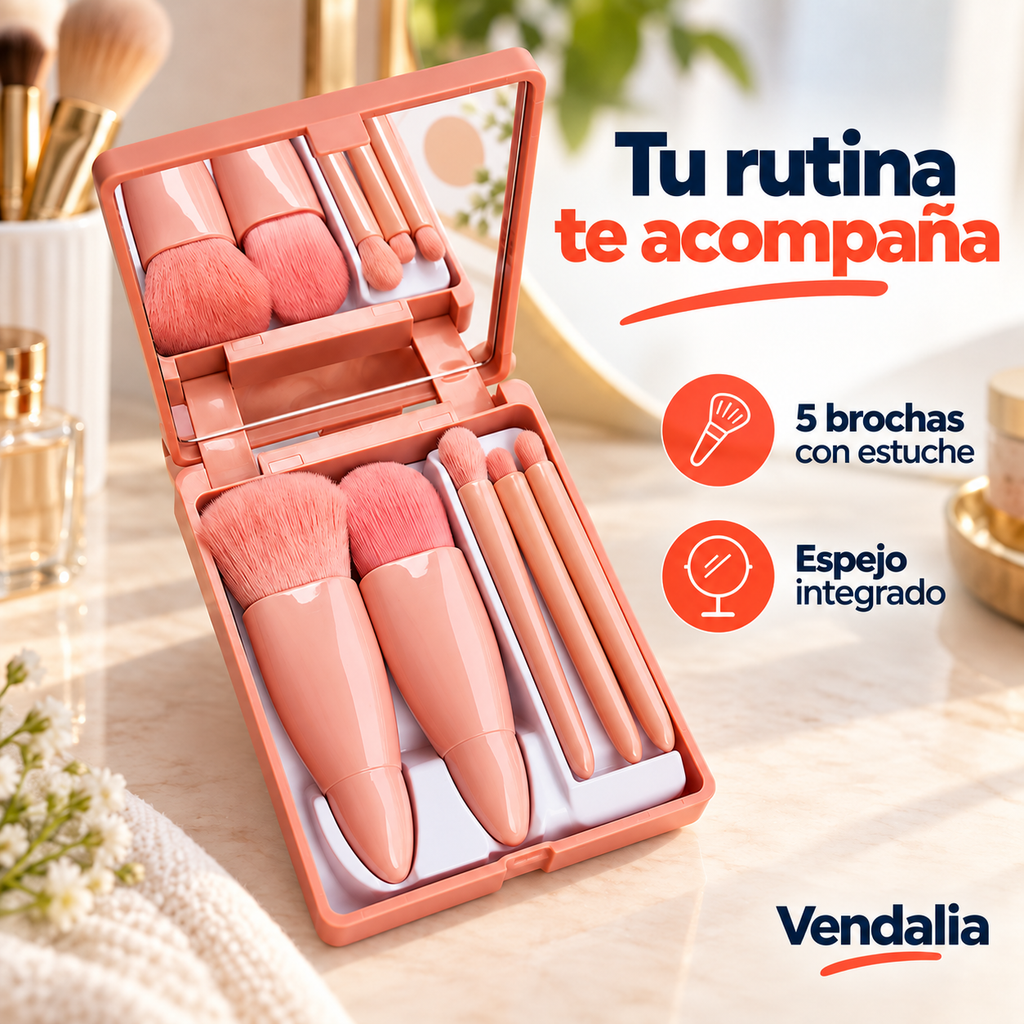 51237 — Presentación Vendalia: set de cinco brochas con estuche