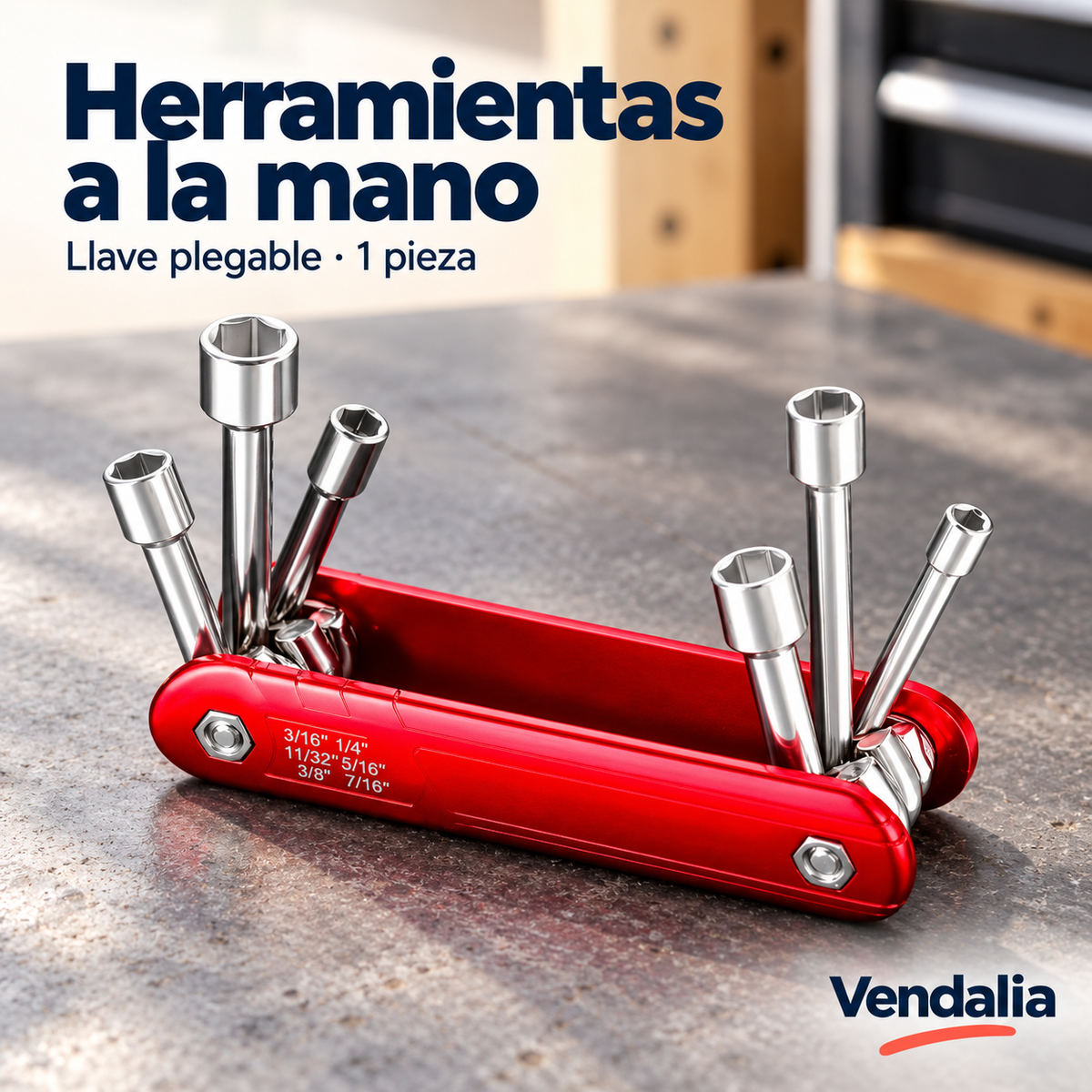 Herramientas a la mano — Vendalia. Llave plegable · 1 pieza