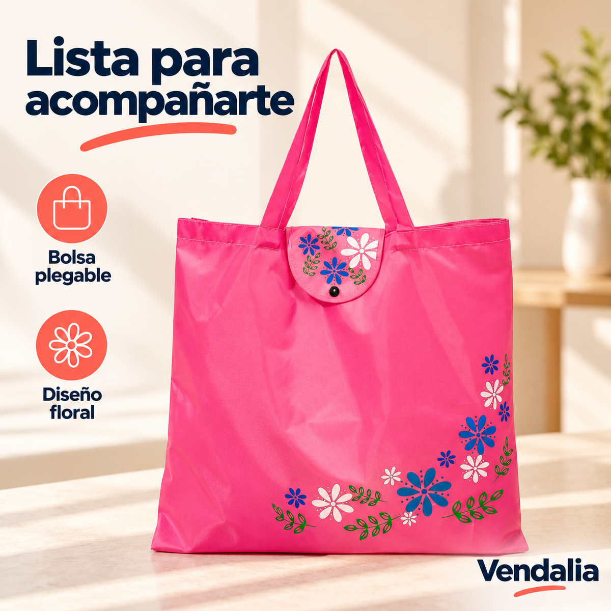 Bolsa floral rosa — Presentación Vendalia — SKU 51270