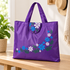 Bolsa reutilizable plegable con diseño floral — Morado — SKU 51271