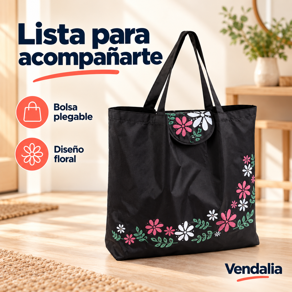 Bolsa floral negra — Presentación Vendalia — SKU 51272